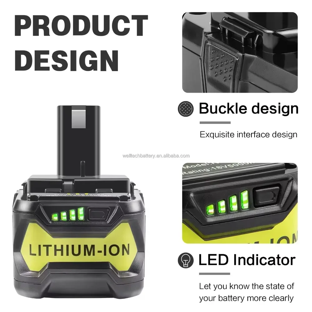 6Ah/8Ah Rechargeable Battery for RYOBI P108 18V One+ Plus 18 Volt Lithium-Ion Power Tools P104 P107 RB18L50 RB18L20 P108