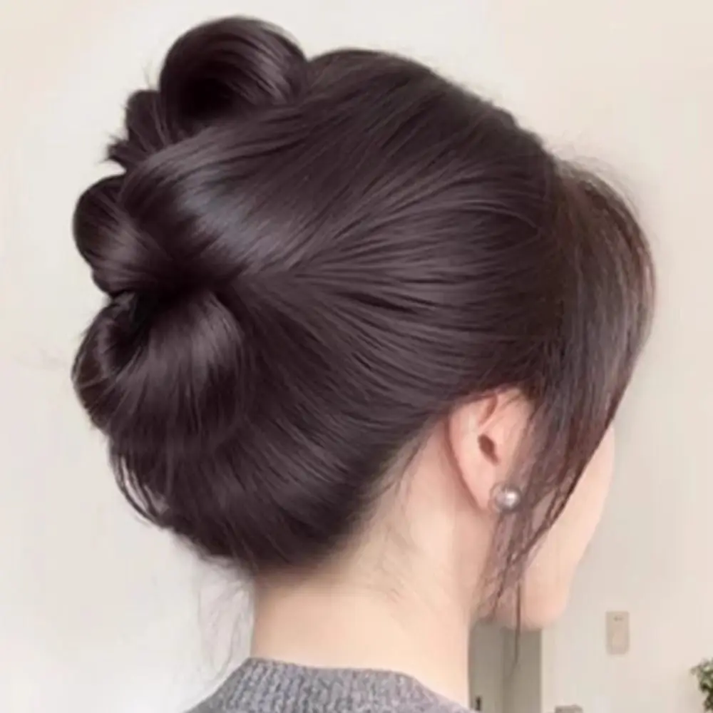 جديد الاصطناعية كعكة الشعر مخلب كليب الطبيعي Bowknot كعكة رئيس شعر مستعار بني أسود رقيق هيربيسي إكسسوارات الشعر