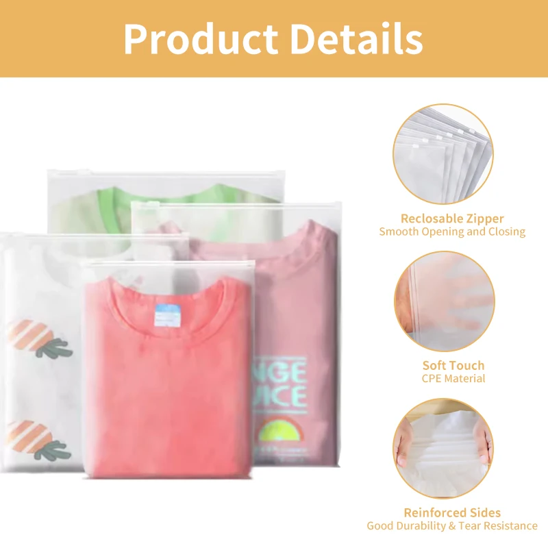 2025customized.Custom Zip Bag Packaging Transparent Zipper Resealable Clothes Packaging Frosted Plastic Pe Garment Packaging Fro