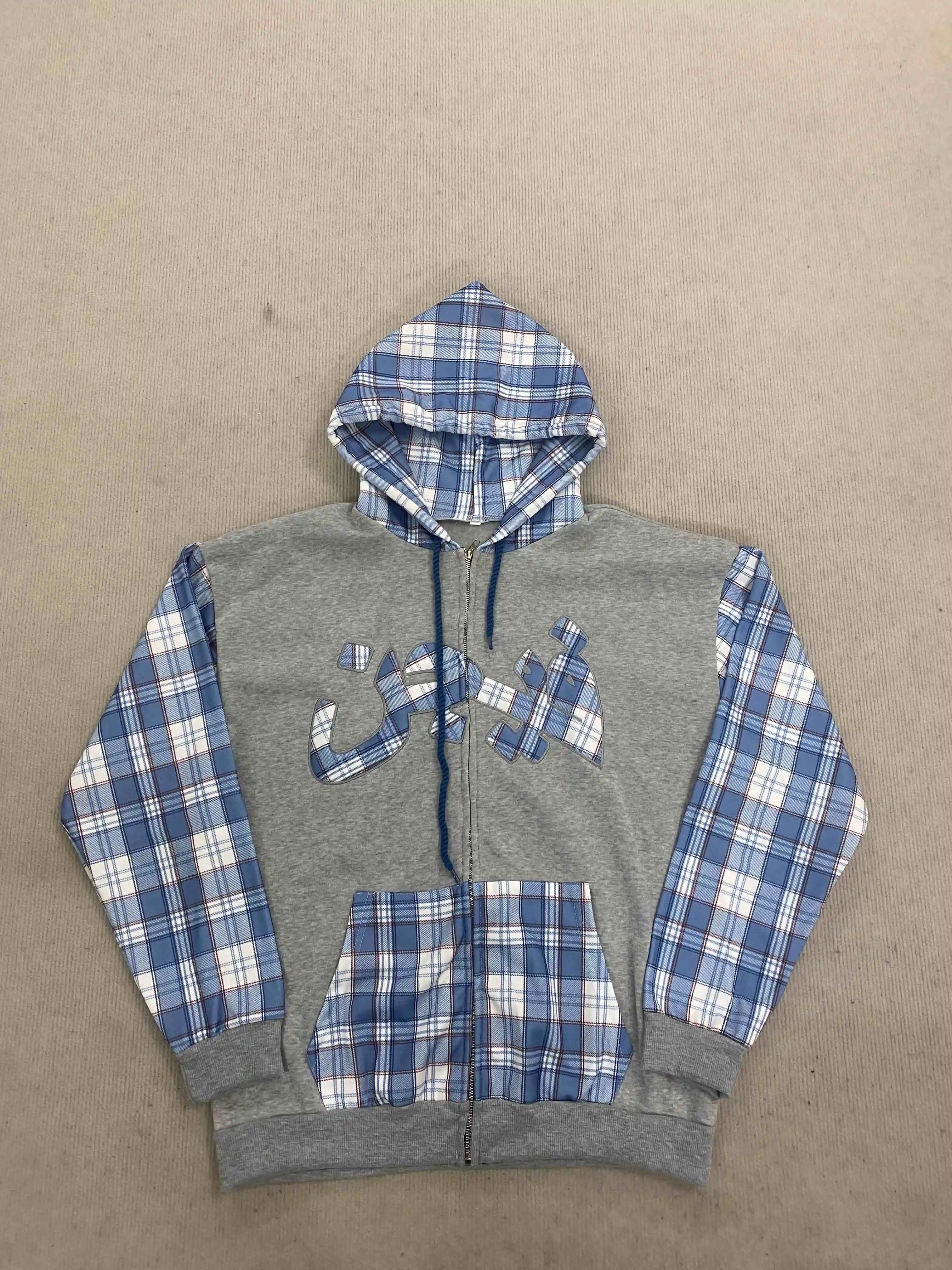 Inverno 2025 Nuova Splicing Fashion Grid Trendy Street Zipper Felpa con cappuccio da uomo e da donna Gothic Beautiful Y2k Abbigliamento Lulu Felpa con cappuccio