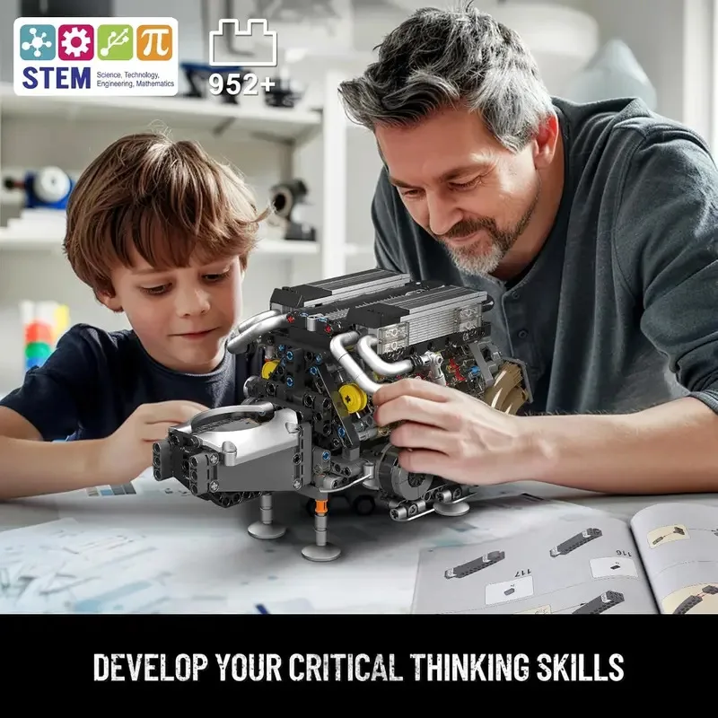 

Mold King 10131 W16 Модель двигателя Комплект 952 шт. 16-цилиндровый двигатель автомобилей Детские игрушки STEM Наборы строительных блоков Коллекция для взрослых Подарки