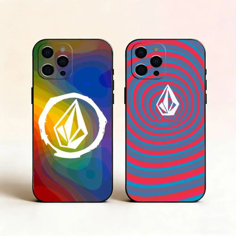 Funda Deportiva V-VOLCOM Estilo S para iPhone 17, 16, 15, 14, 13, 12, 11 Plus, Pro Max y Otros, Cubierta Negra Suave