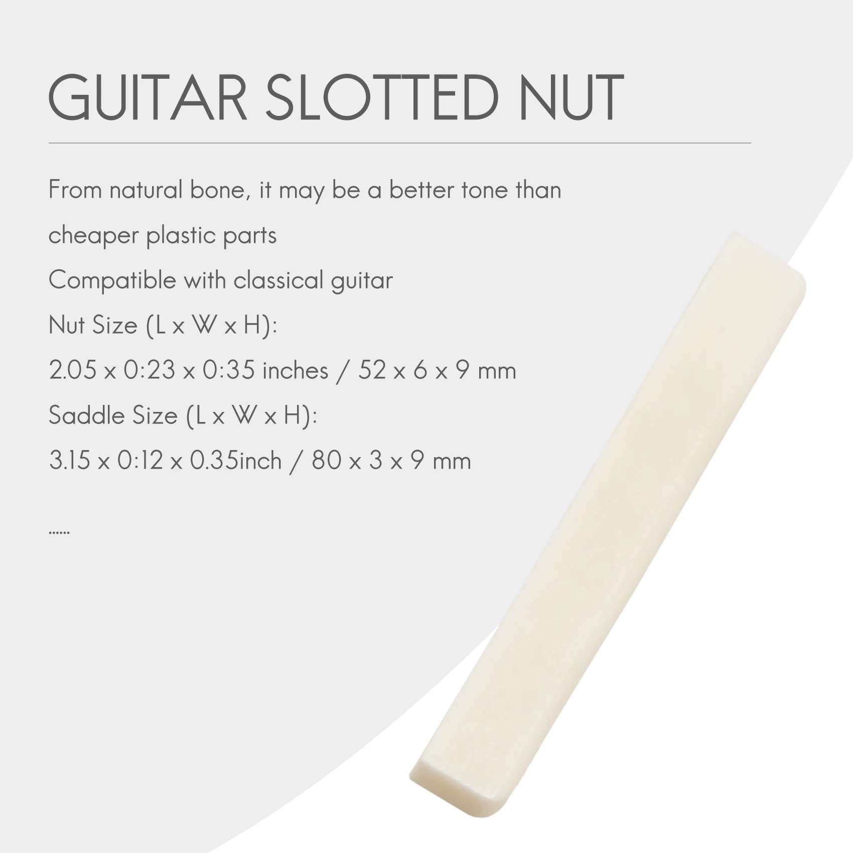 Special Classical Guitar Bone Slotted Saddle Nut Set