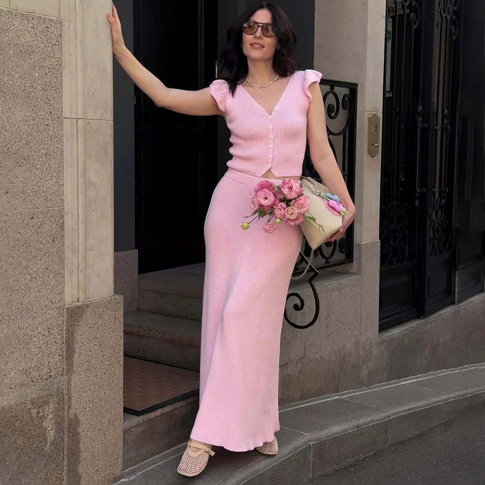 

Talenza Knit Skirts 2-Piece Set Elegant Lace Cardigan Fitted Knit Maxi Skirt Sets New Luxury Casual Party 2026 Women's Dress Set