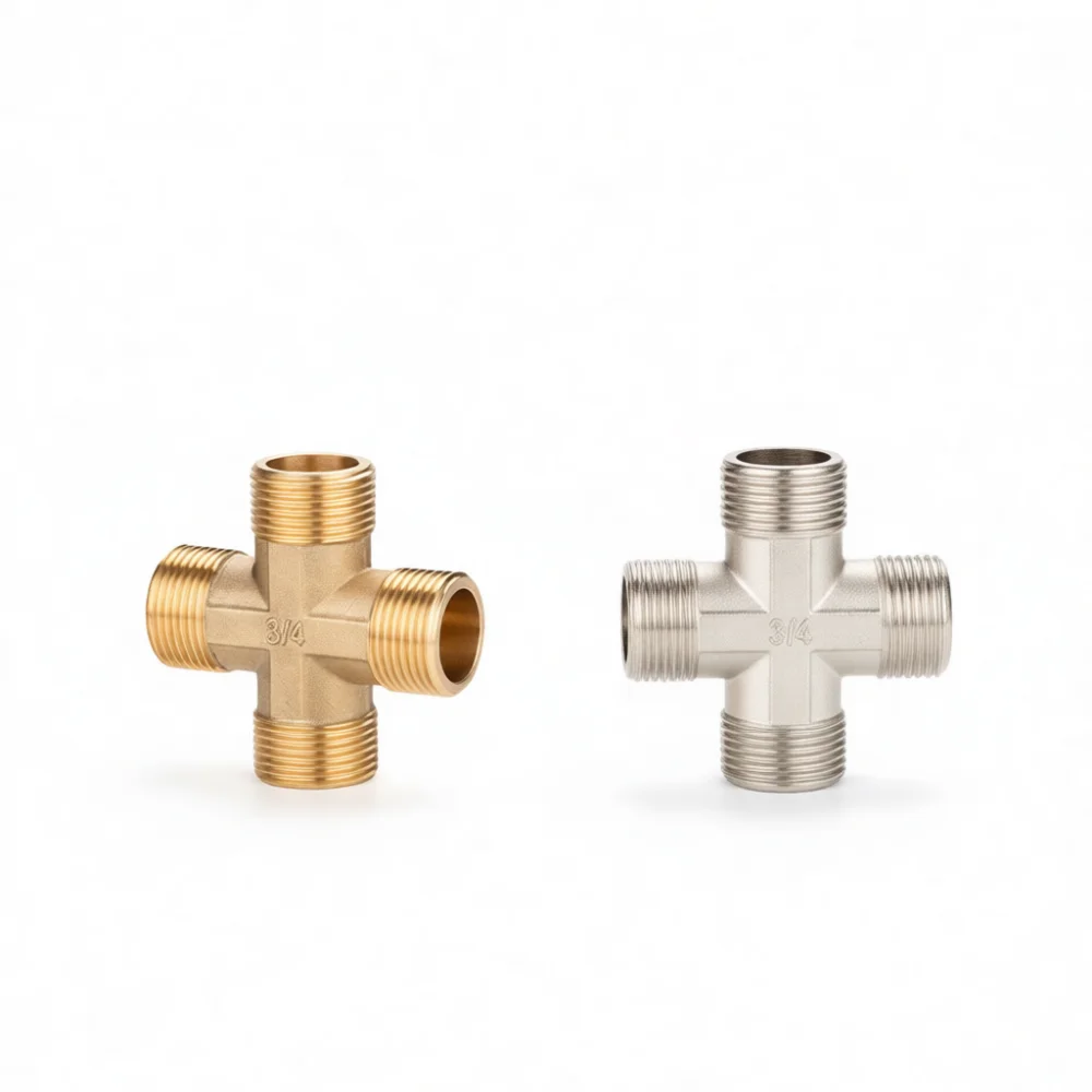 Durable Brass Four Way Connector G3/4 Male Female Threaded Adapter For Water Piping System Industrial Plumbing Parts
