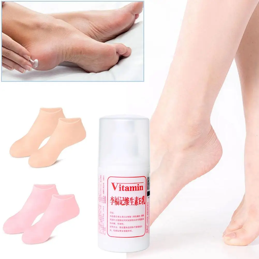 Kaus kaki perawatan kaki silikon Anti retak, Losion kaus kaki Vitamin pelembab penghilang mati pelindung kulit retak E pedikur Gel R1F1