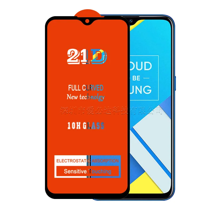 2 Buah Kaca Tempered Melengkung untuk OPPO Realme C2 Penutup Penuh 11H Film Pelindung Pelindung Layar untuk Oppo Realme C2