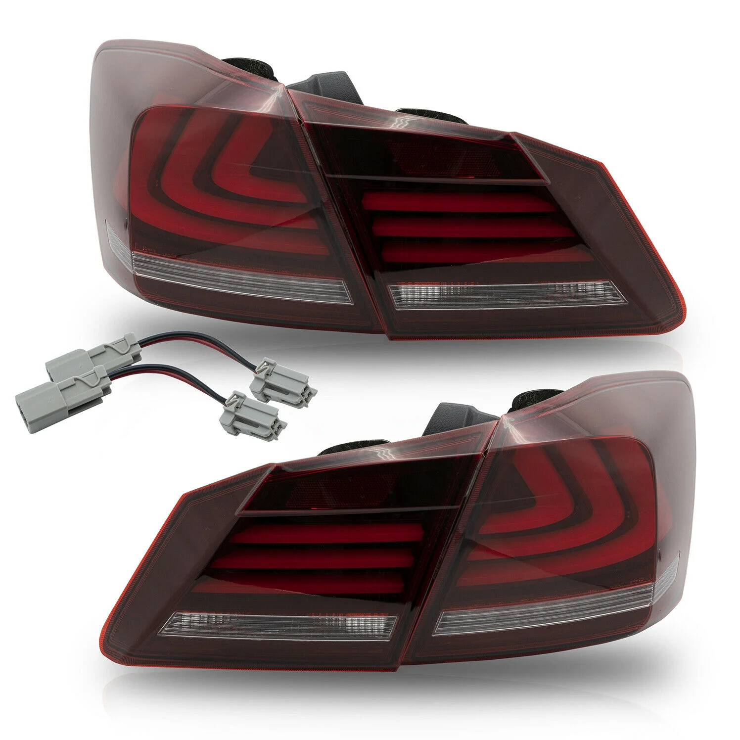 Smoke LED Tail Lights OEM HO2805103 HO2804103 For 13-15 Honda Accord Sequential Rear Lamps