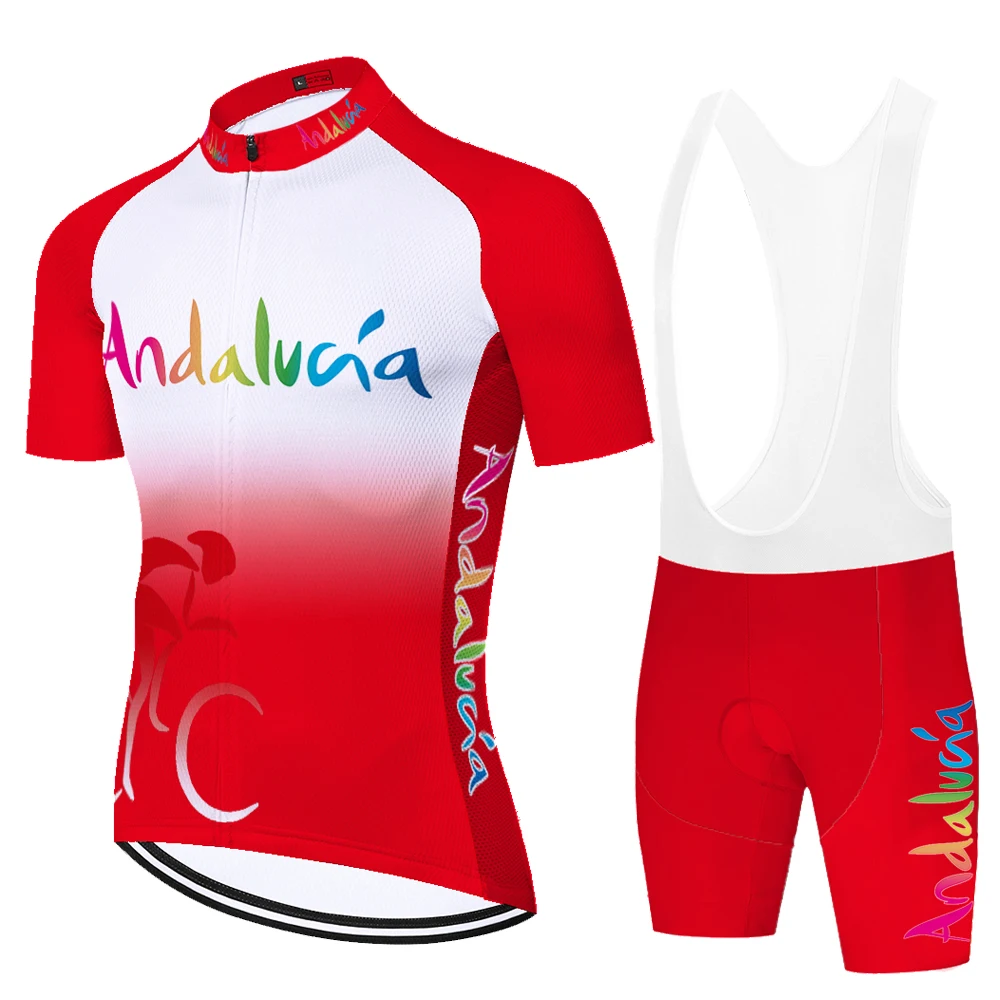 Team ANDALUCIA cycling suit 20D gel pad summer quick dry spain short sleeve maillot ciclismo hombre verano 2023