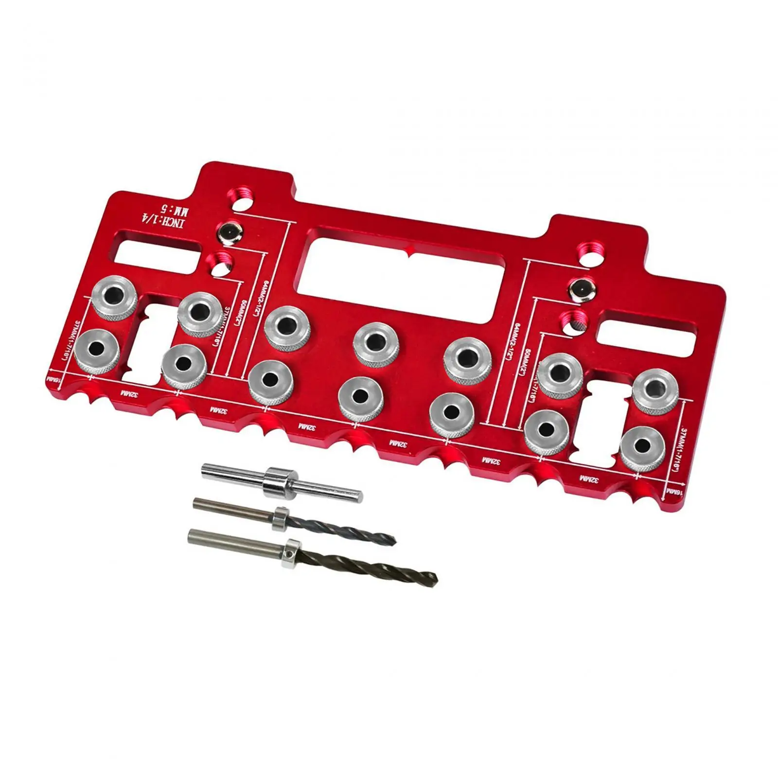 Shelf Pin Drilling Jig with 3 Bits Adjustable Woodworking Template 1/4 5mm for Cabinet Furniture Straight Hole Drill Guide Home