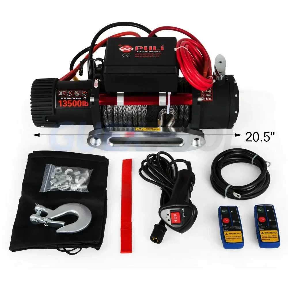 

12v 6T Electric Winch ATV Recovery Winch 13500LBS Synthetic Rope with Remote Control for ATV Hoist Crane