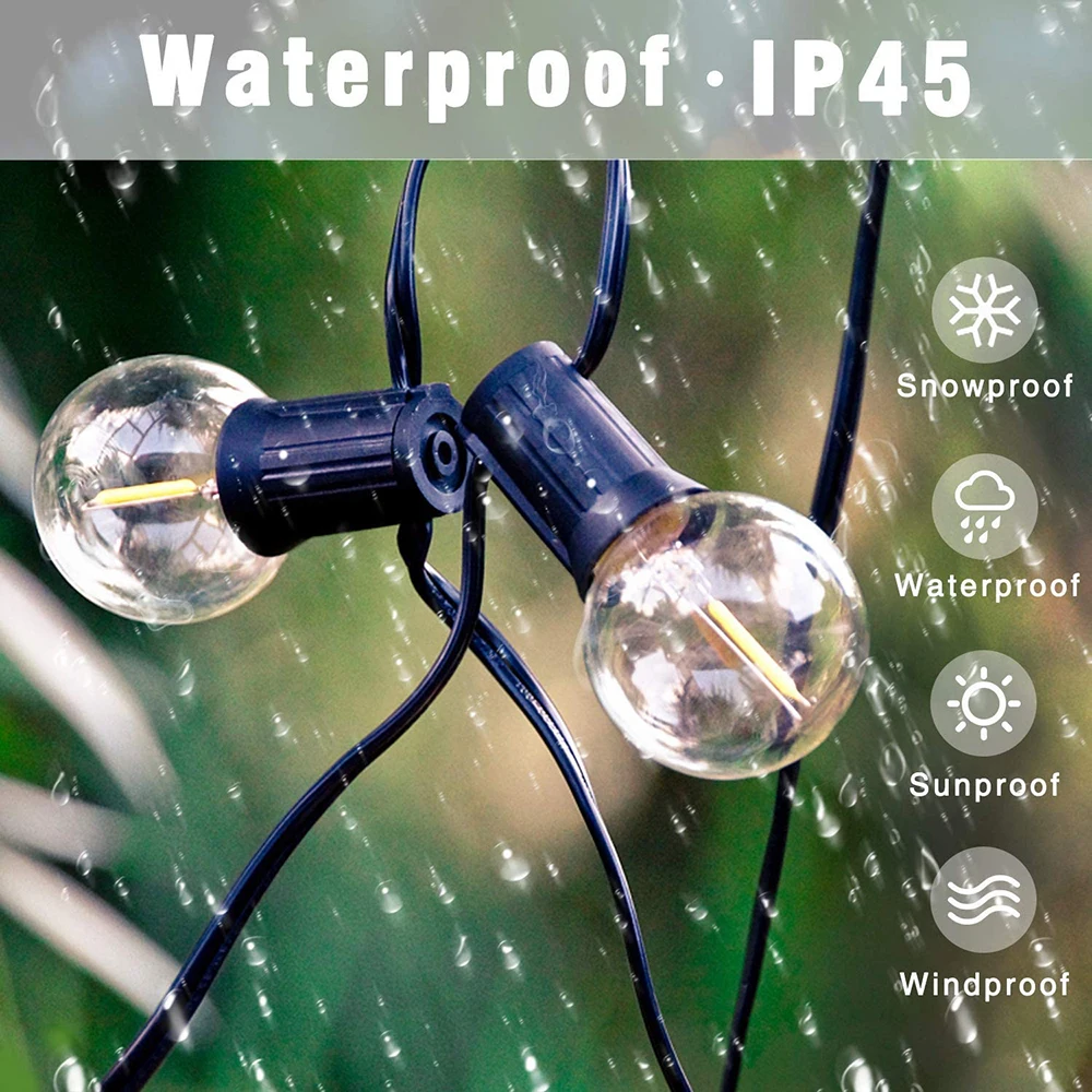 Imagem -06 - Outdoor Led Festoon Fairy String Lights Lâmpadas Guirlanda Pátio Jardim Casamento Terraço Camping Festa Decoração Lâmpadas Regulável G40