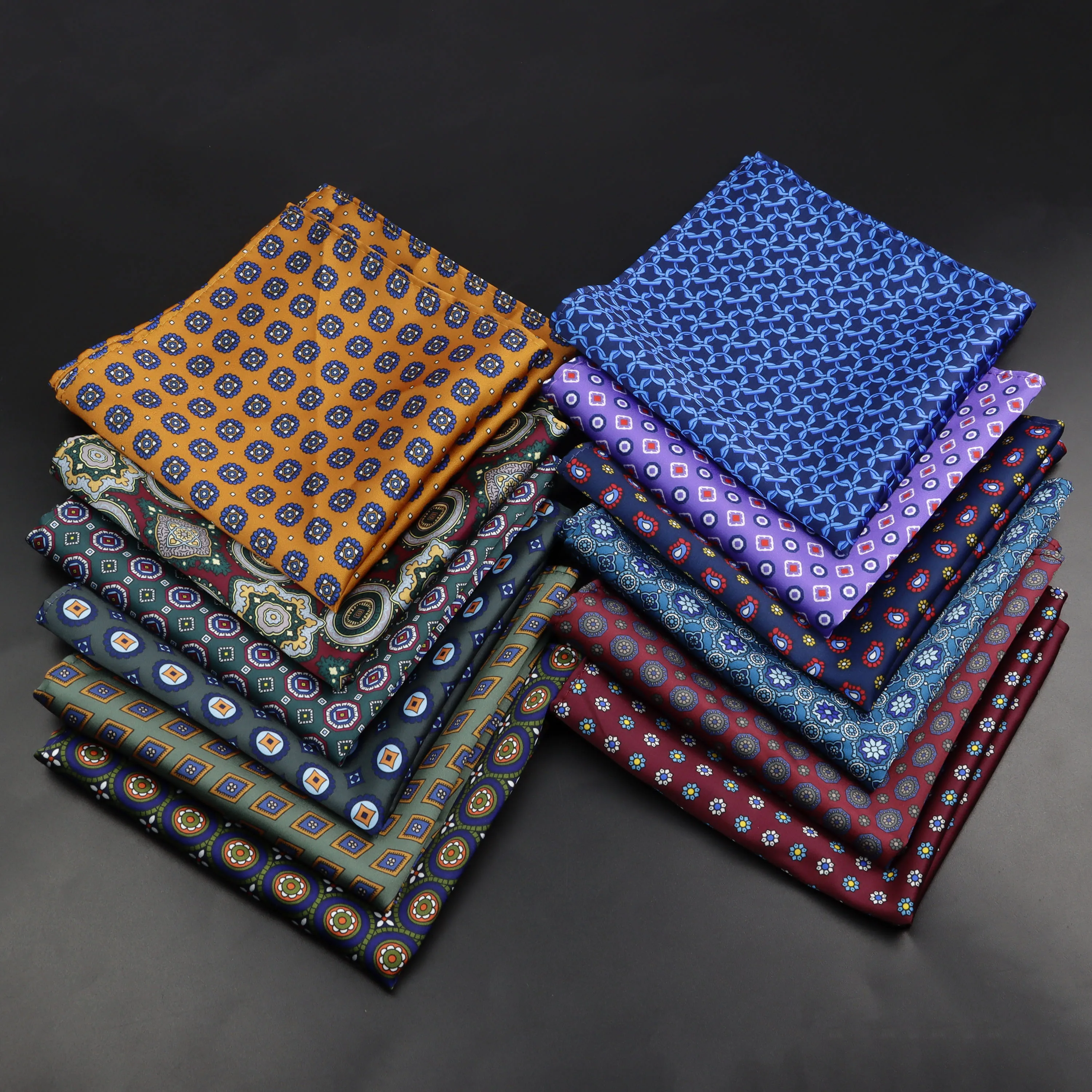 Men's Solid Colors Hankerchief Scarves Vintage Silk Satin Men Suit Pocket Square Wedding Dress Chest Towel Suit Accessories