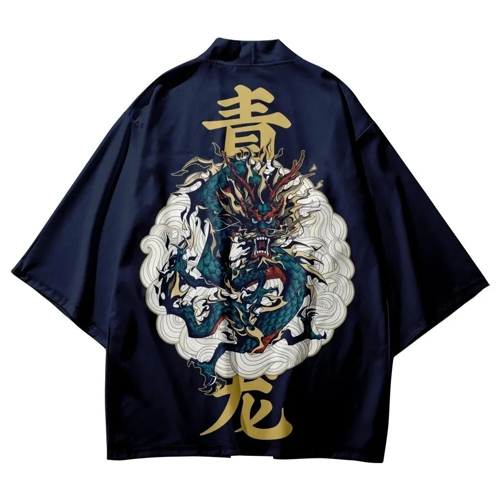 

Traditional Cartoon Chinese Dragon Print Kimono Men Japanese Beach Yukata Women Cardigan Cosplay Samurai Haori Asia Clothing