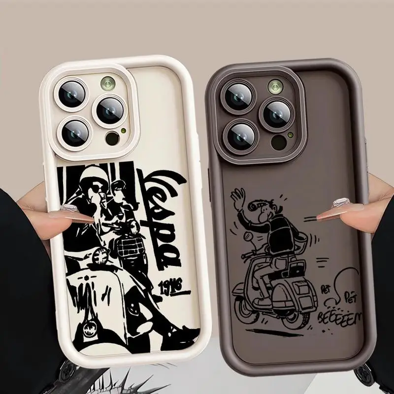 Cartoon Motorcycle-Boy 3d Edges Phone Case for iPhone 15 Pro Max 14 13 Plus 12 11 MINI XR X XS Ladder Candy Silicone Funda