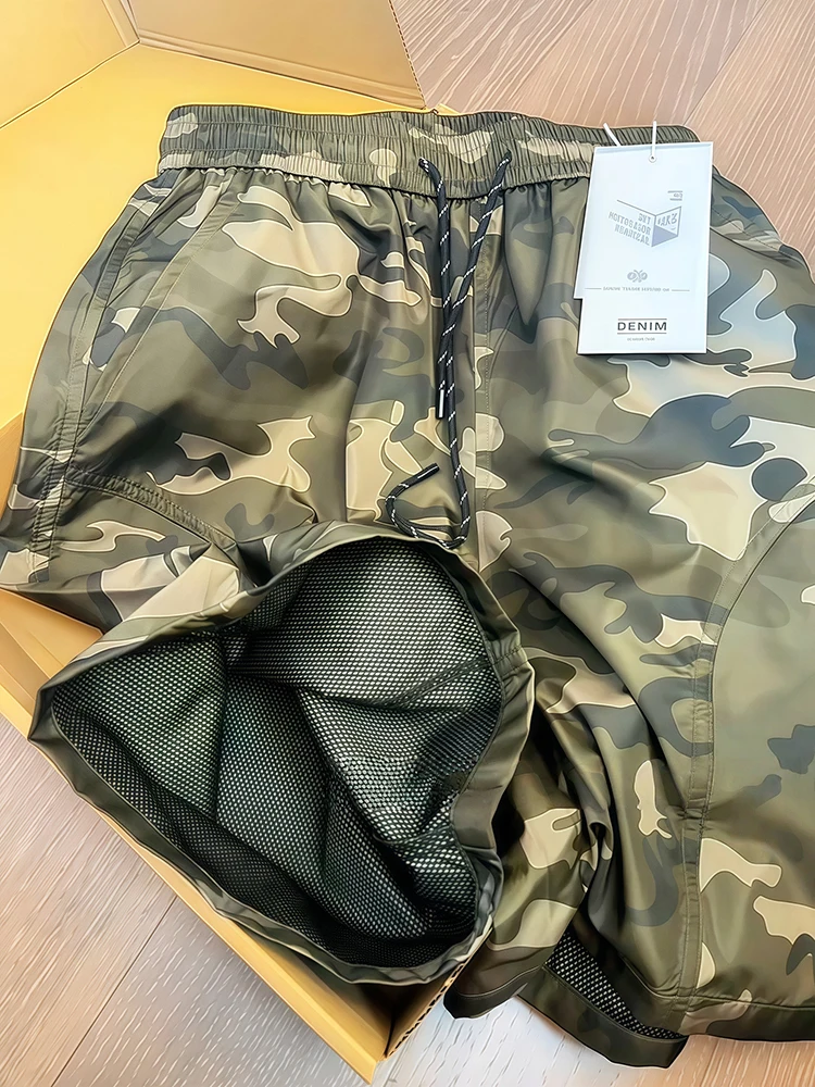American High Street Camouflage orts Men Summer Oblique Cut Design Cool Street Workwear Pants Five Parts Casual Beach Pants