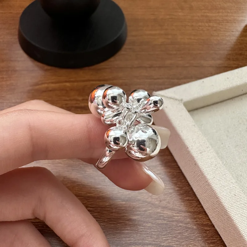 

CHOZON S925 Solid Silver Bead Drop Ring French Organic Wholesale Stacking Jewelry for Women