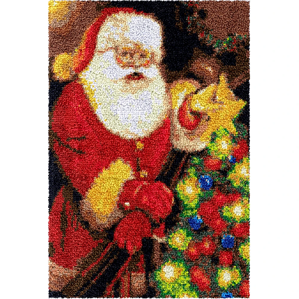 

Christmas decor Diy Tapestry accessories Latch Hook Kits Crochet Yarn Crafts Santa carpet printed Cotton Canvas Grid Pattern