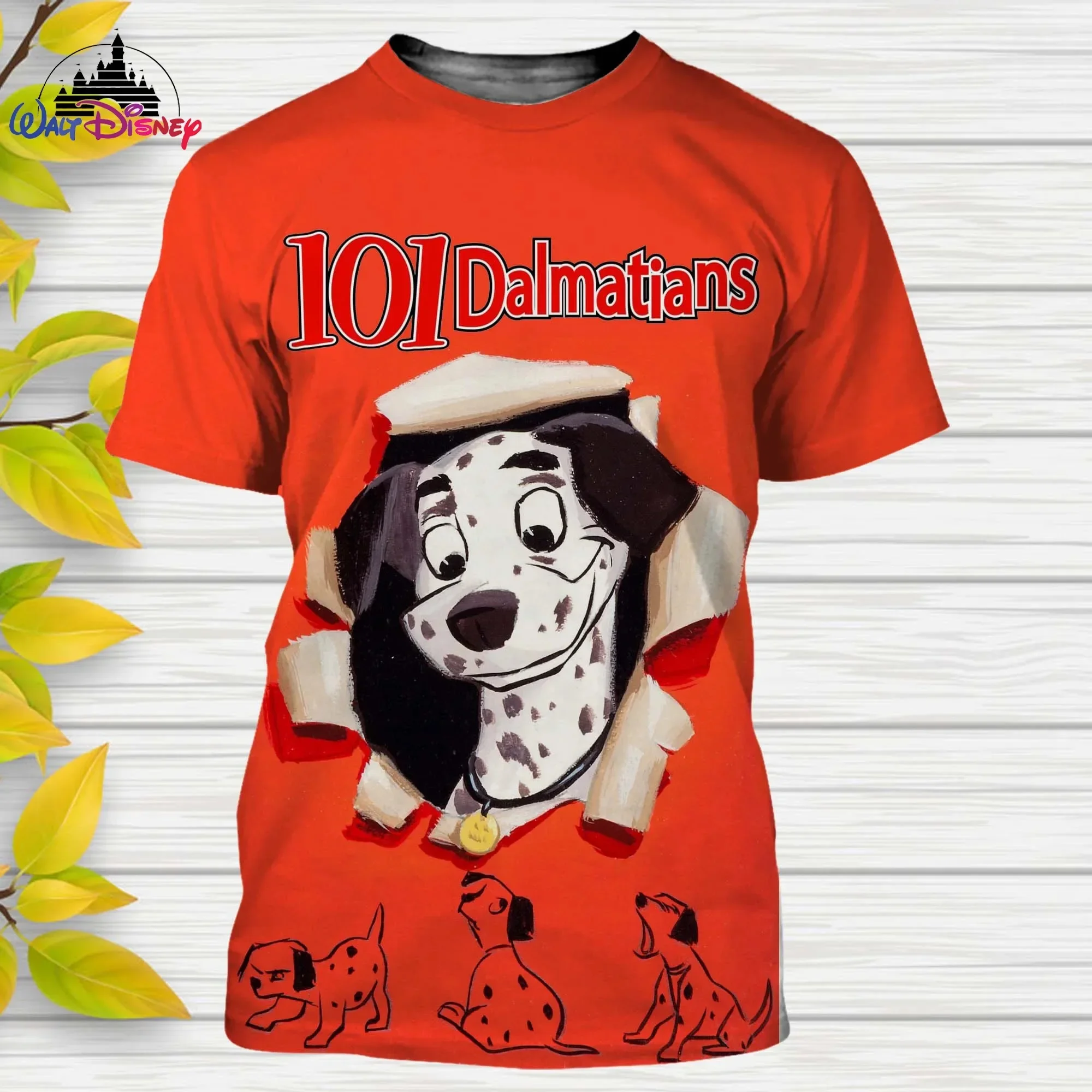 Disney Boys Girls T-shirt 101 Dalmatians T-shirt 3D Printing Oversized Short-sleeved Cartoon Men's T-shirt MINISO Men's Clothing