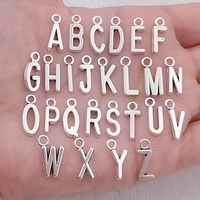26pcs Alphabet Pendants A-Z Letters Charms Antique Silver Color  Personalise Pendant Making DIY Handmade Tibetan Finding Jewelry