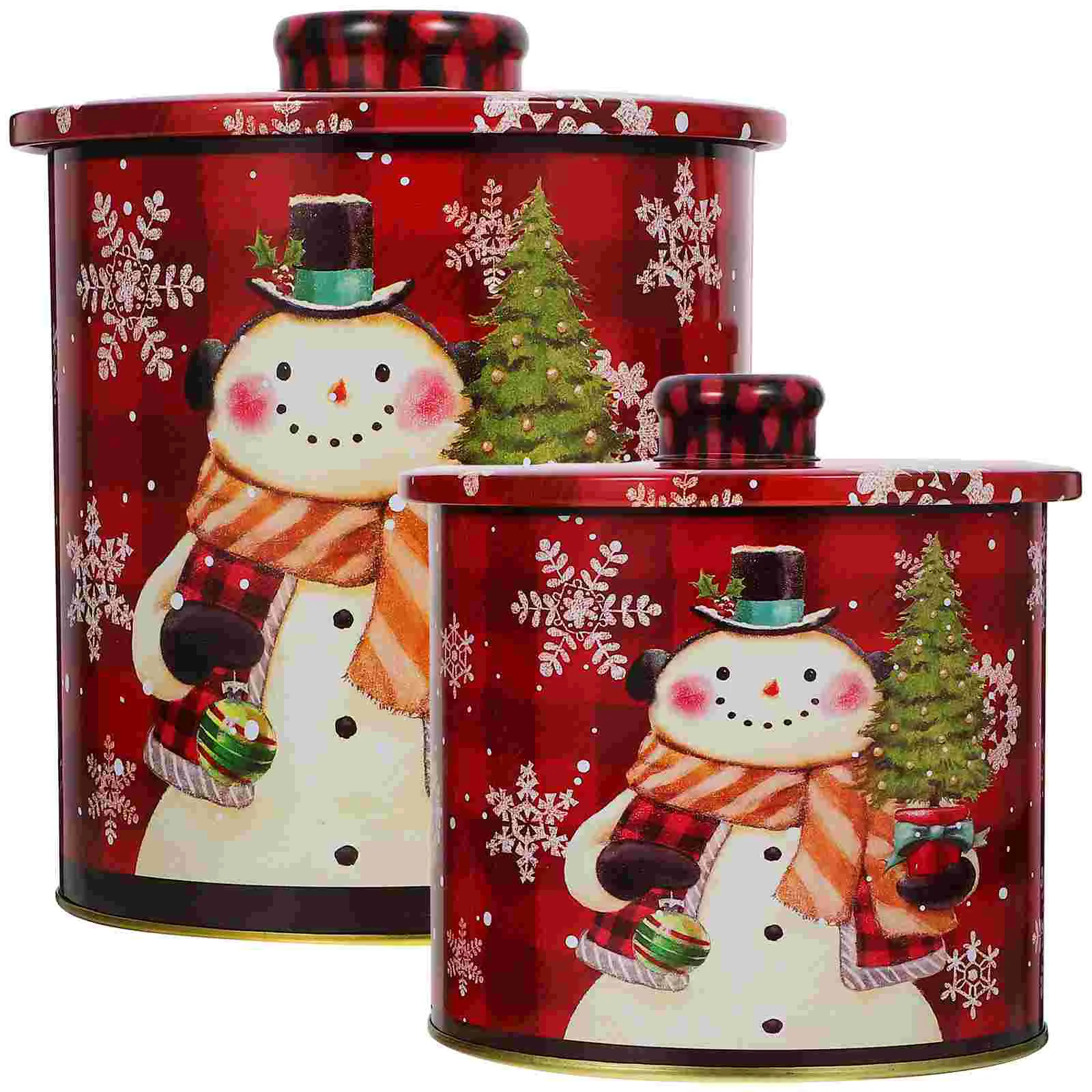 2 Pcs Tin Jars Tinplate Candy Ceramics Christmas for Treats Cookie Containers