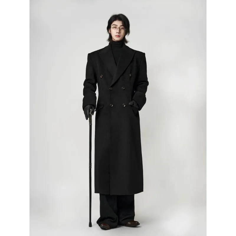 

Men Wool Blend Coat Long Cashmere Woolen Coat