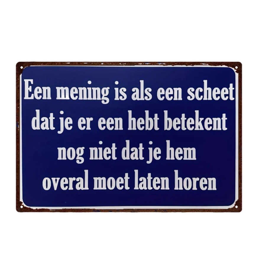 2D Dutch Humor Metal Wall Sign - Sturdy Iron Navy White Indoor Outdoor Easy Hang for Home Office Bar Gift