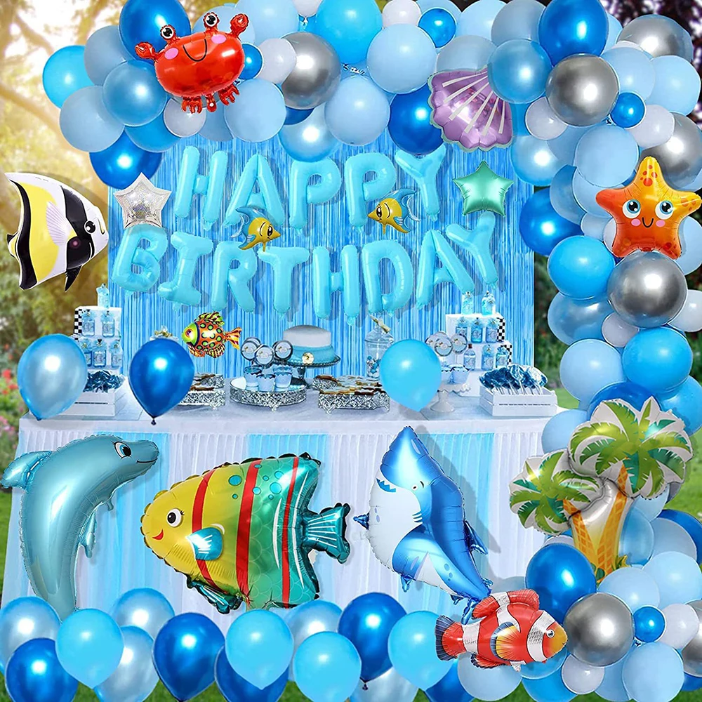 Sea animal balloons under the sea for children, helium balloons, Ocean World, mermaid, birthday party decoration, baby shower