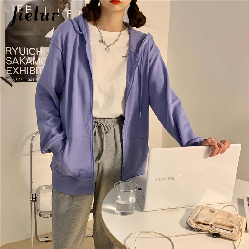 Jielur – sweat à capuche en brique pour femme, survêtement à fermeture éclair, rouge, noir, gris, Harajuku, Cool, à la mode, automne, M-XXL