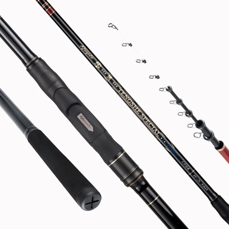 

KUNPLE UltraLight Retractable Fishing Pole Small Scale Rock Fishing Rod 3.0m/3.6m/4.0m Coast Sea Fishing Rod