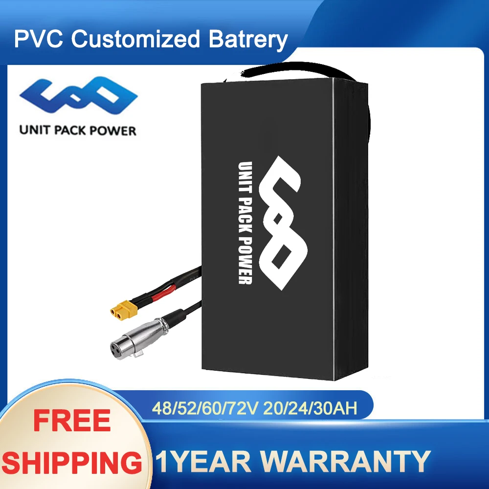 

E-Bike Battery 72V 60V 52V E-Scooter Lithium Battery 48V 36V 20Ah 30AH 18650 Cells for 200W-1800W Motor Electric bike Scooter