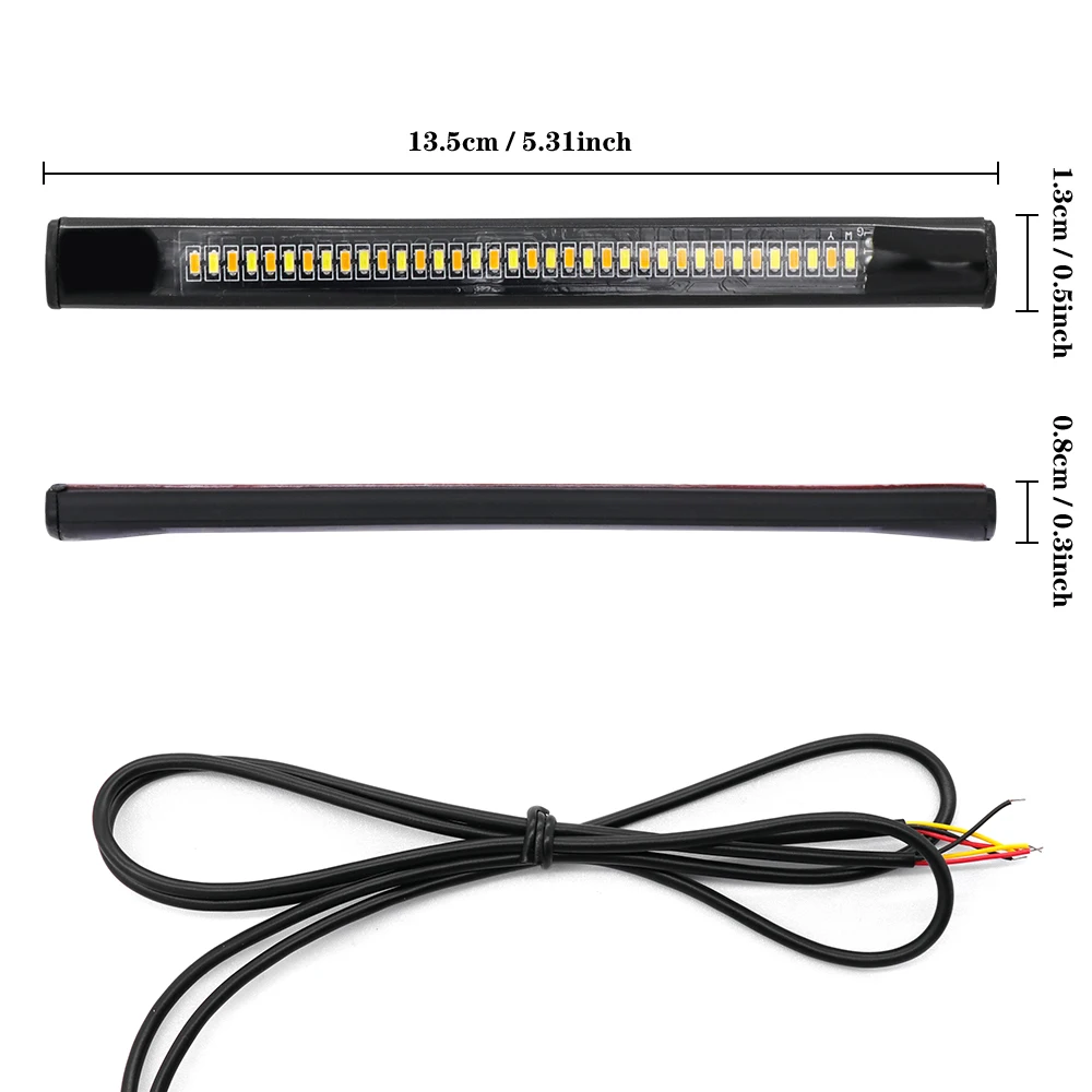 دراجة نارية مرنة الفرامل الذيل ضوء بار ، وقف شريط مصباح إشارة التوجيه مؤشر ، الملحقات العالمية ، 48 ليد #5
