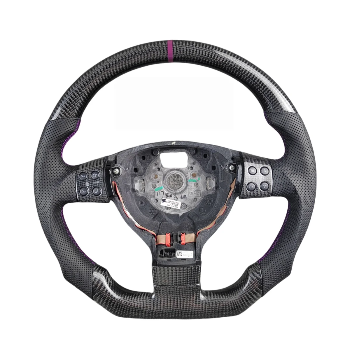 Carbon Fiber Leather & for D-shaped 3-Spoke Sport Steering Wheel with 35mm Grip For Golf GTI