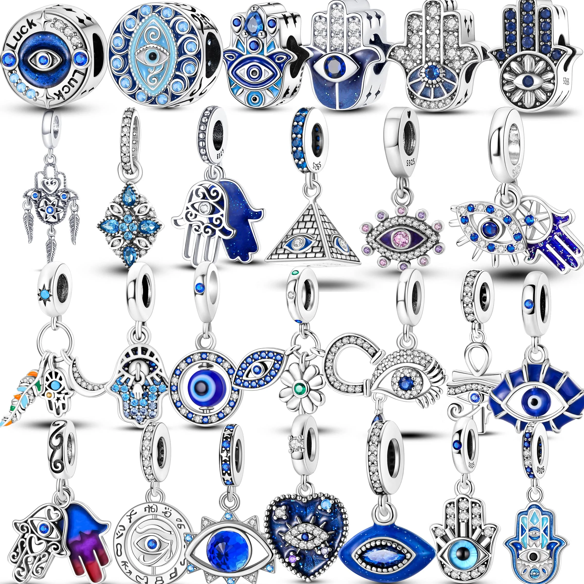 

Стерлингового серебра 925 пробы, глаз дьявола, пальмы, счастливые бусины, подвески, подвески, ювелирные изделия, подходит для оригинального браслета 925, подарок «сделай сам» для женщин