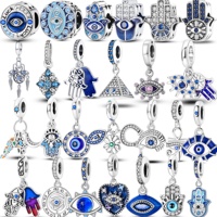 925 Sterling Silver Devil's Eye Palm Lucky Beads Charms Pendent Jewelry Fits 925 Original Bracelet Diy Gift For Women
