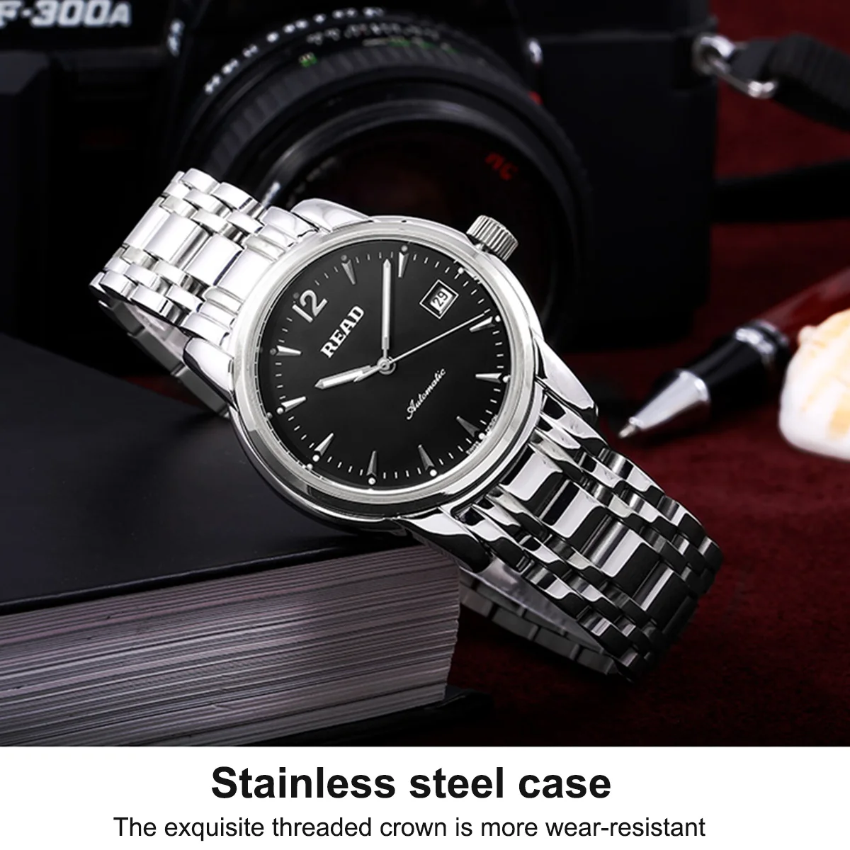READ Men Automatic Watch | Stainless Steel Case & Band | Sapphire Crystal Glass | Date Window Display | 50M Water Resistant
