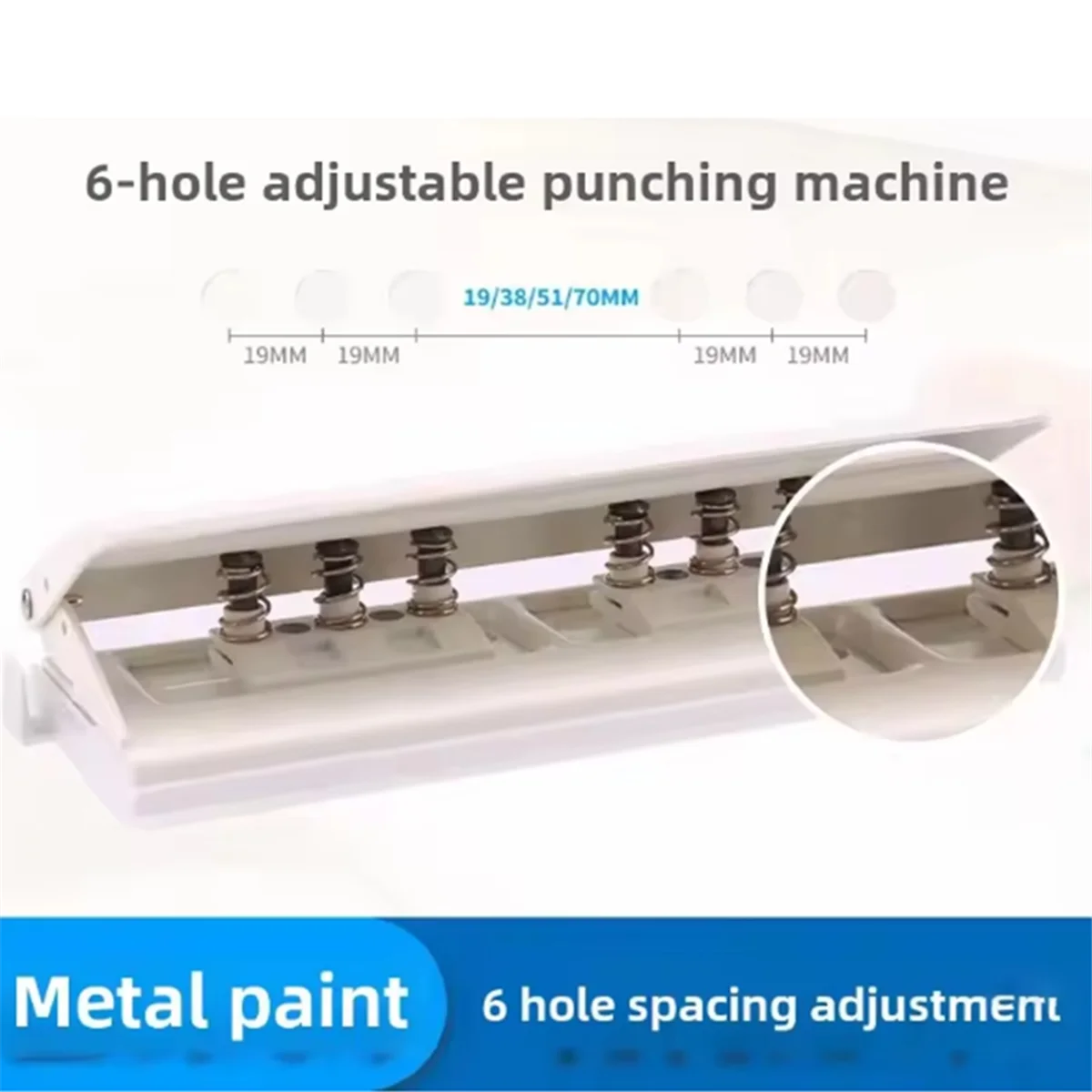 A20M 9170 آلة ثقب قابلة للتعديل 6 فتحات مسافة قابلة للتعديل ثقب الورق الناخس الموثق ثقب الصفحة الداخلية لكمة