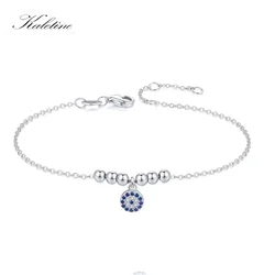 KALETINE Lovely Blue Stone Clear Cubic Zircon Crystal For 925 Sterling Silver Evil Eye Bracelet Women Jewelry