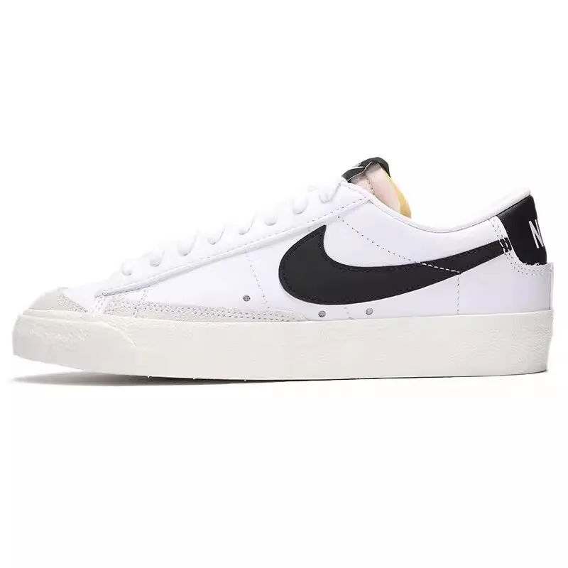 Nike sepatu wanita, sepatu wanita putih kecil, klasik W BLAZER RENDAH '77, sneaker tren tinggi, sepatu papan kasual putih