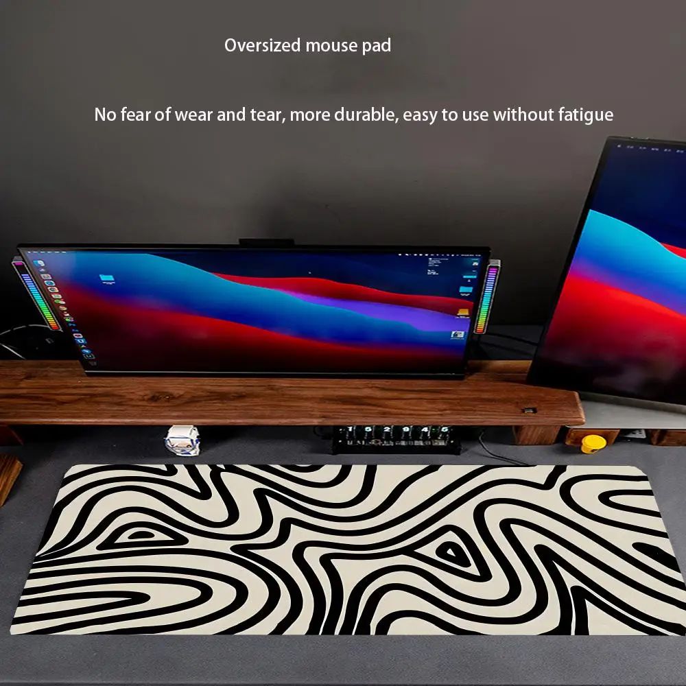 

Черно-белые ритмические линии Большой нескользящий коврик для мыши