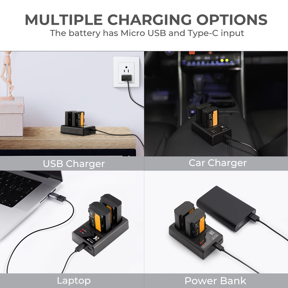 Batterie NP-FZ100 K&F Concept 3x 2280mAh + Chargeur Triple Pour Sony A7III A7IV A6600