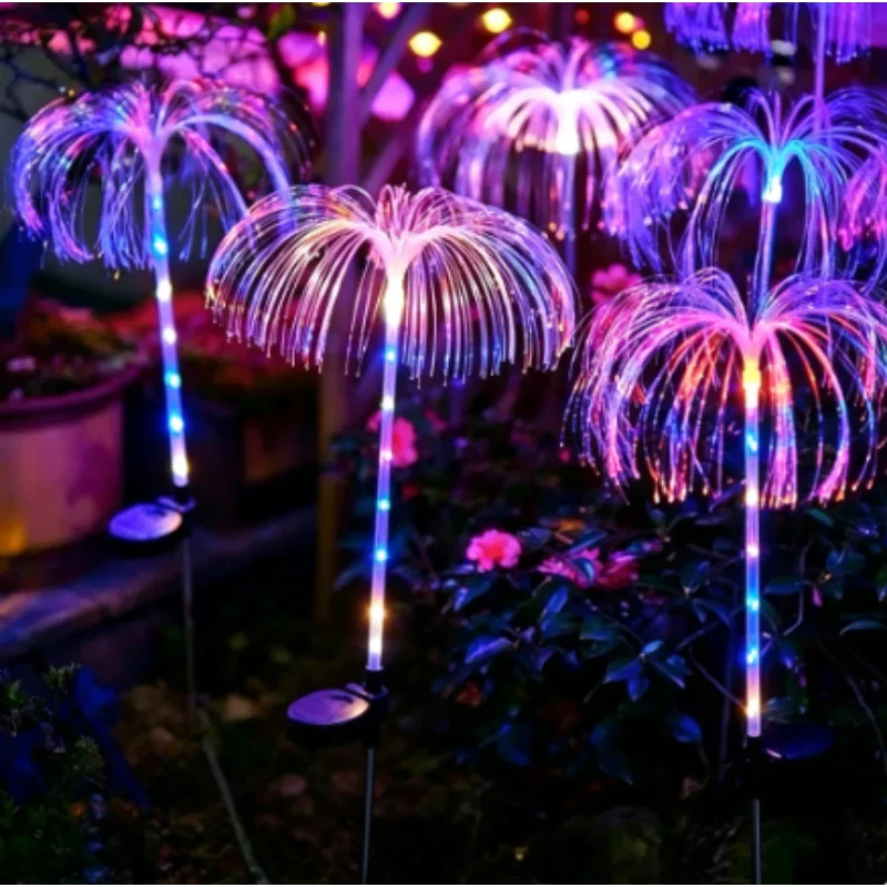 Solar Flowers Lamp Pathway Lights Outdoor Waterproof Christmas Lawn Wedding Party Jellyfish Yard Garden Walkway Patio Decor