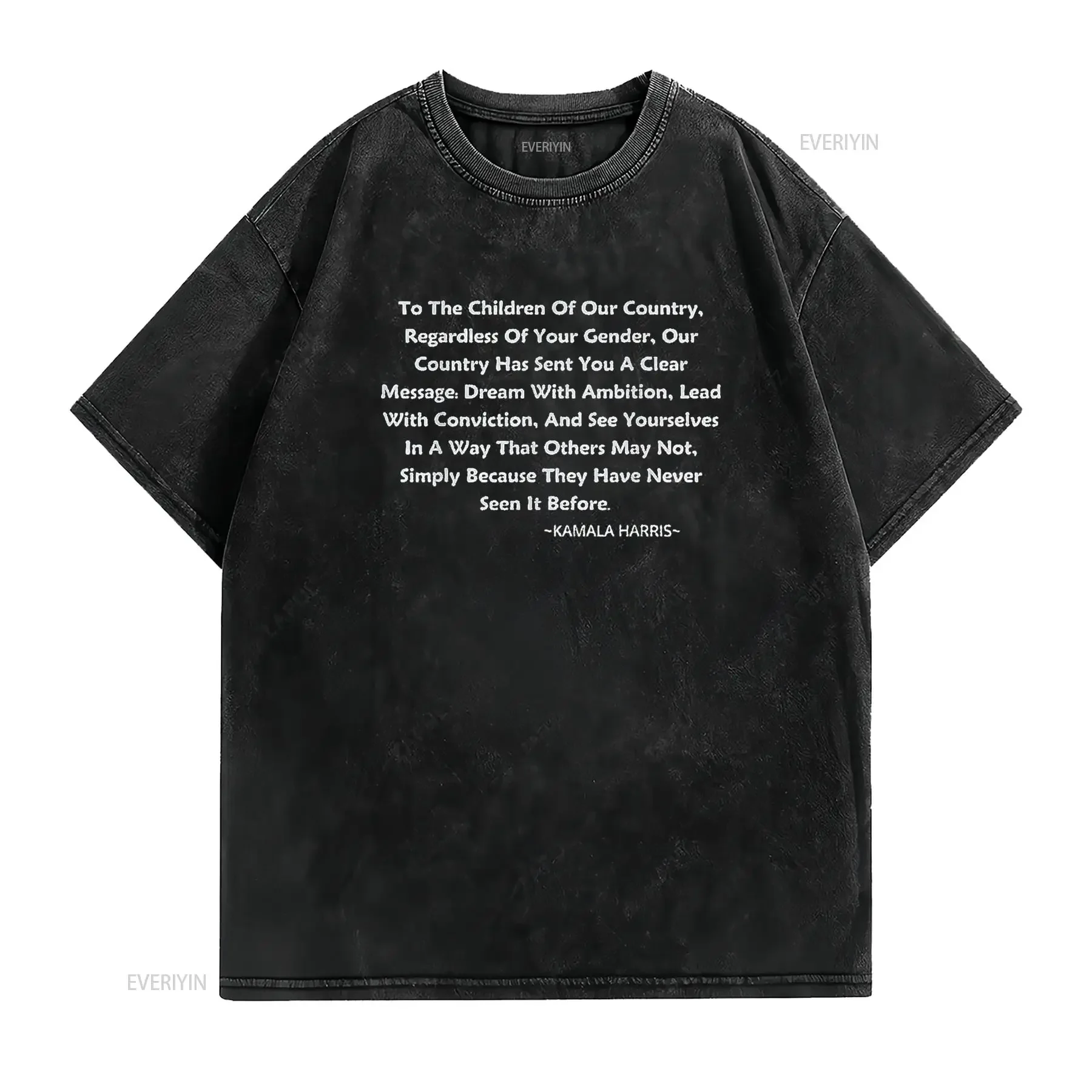 Dream With Ambition Kamala Harris Quote Inspirational Womens T Shirt Black L vintage Washed Versatile Slightly Unisex