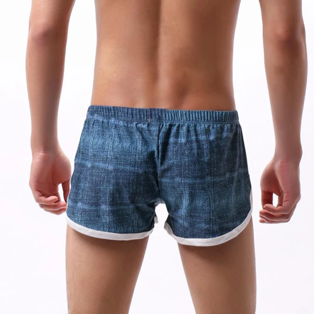 

Мужские трусы-боксеры для сна, модное свободное удобное нижнее белье с принтом, шорты с боковыми разрезами, домашняя одежда, одежда для сна
