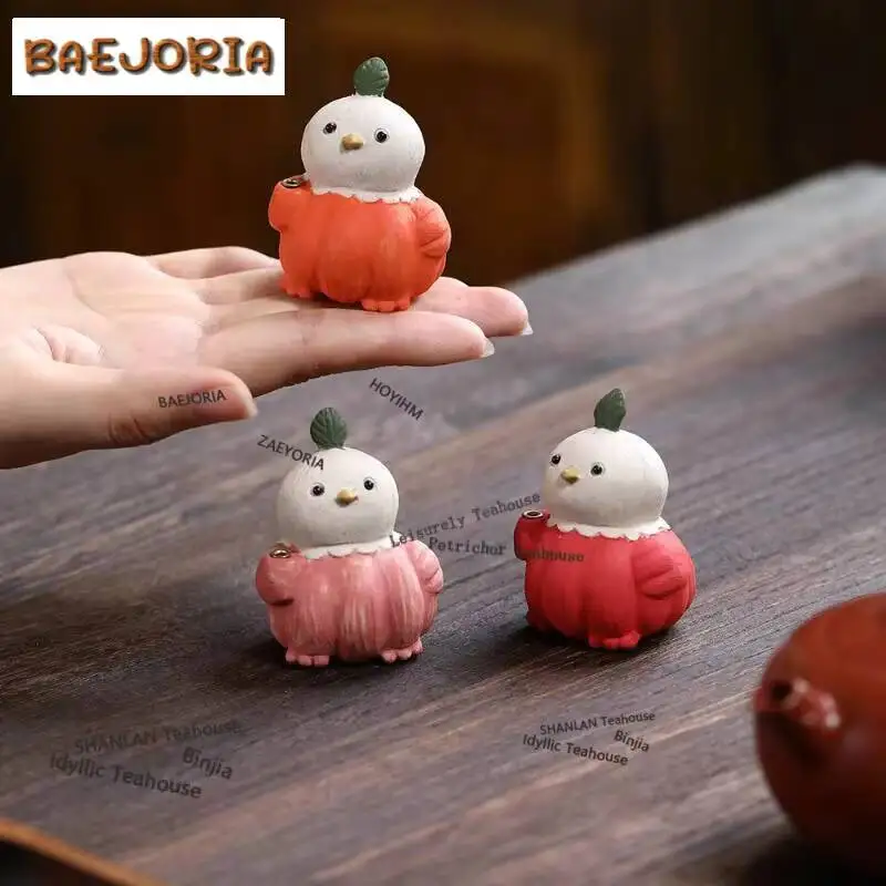 Yixing Purple Clay Cute Garlic Bird Tea Pet Retro Tea Games Tea Figurine Play Toys Tea Statue Ornaments Teaset Craftsmanship