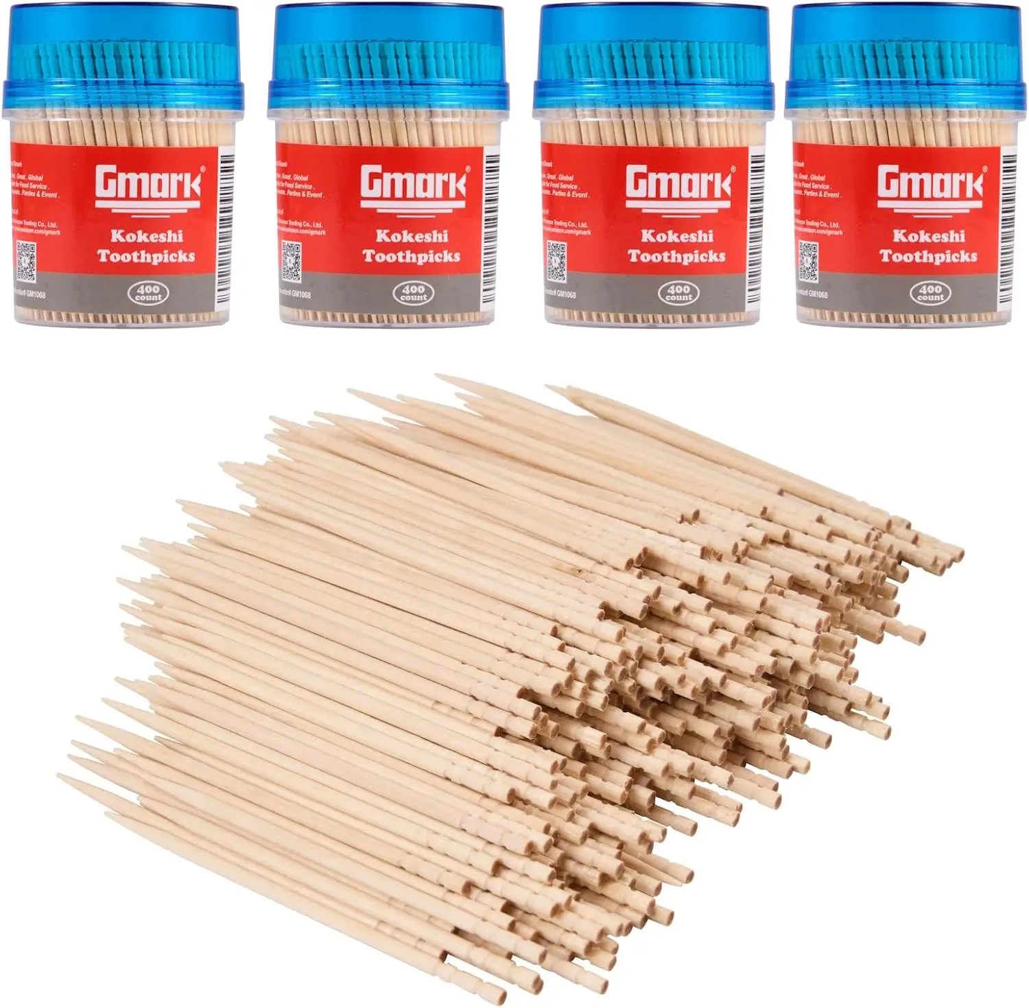

Japanese Style Wooden Toothpicks 1600 Pcs, 4 Packs with Sturdy Round Holder for Cocktails & Appetizers