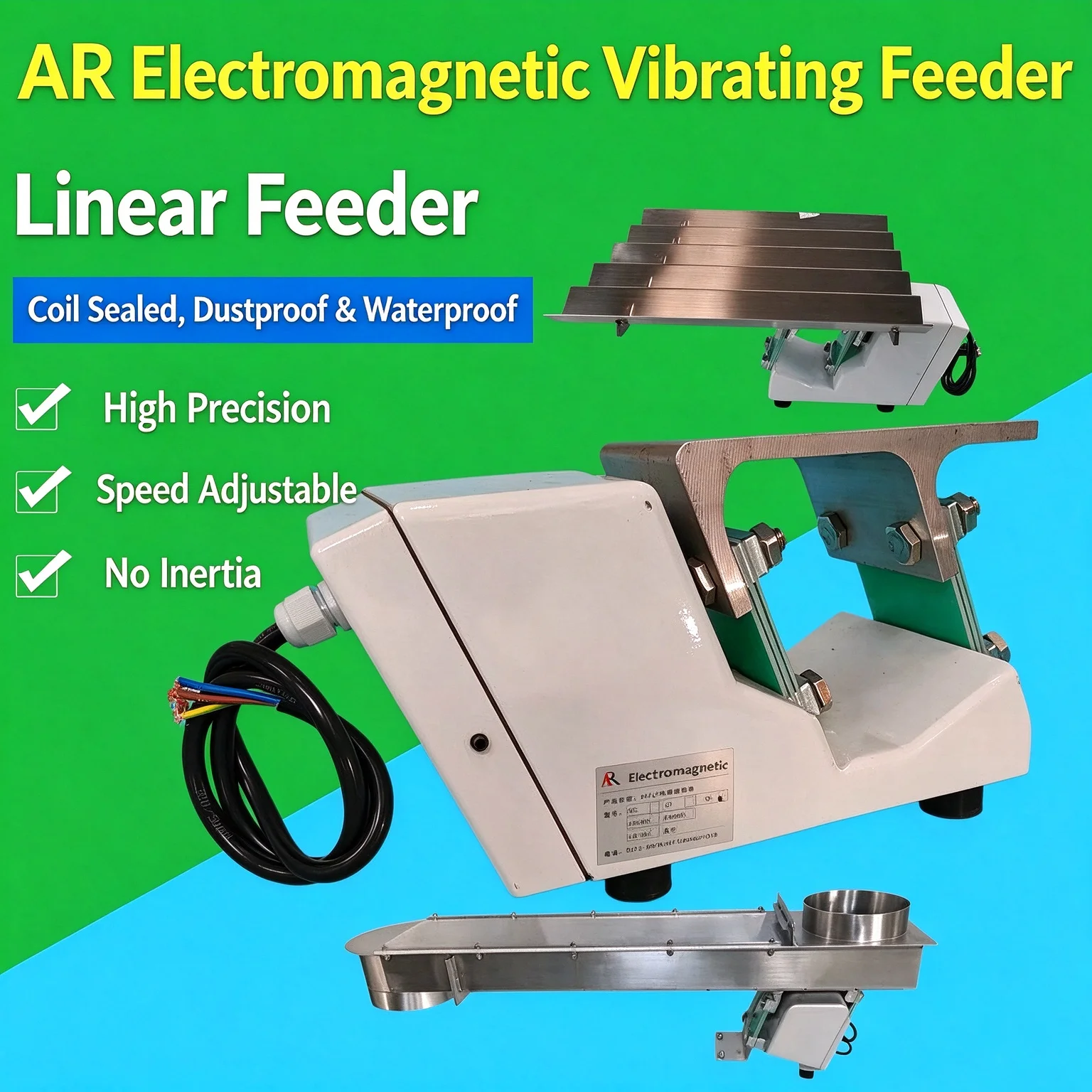 AR Small Electromagnetic Linear Feeder for Color Sorting Applications with Uniform Distribution Vibrating Disc