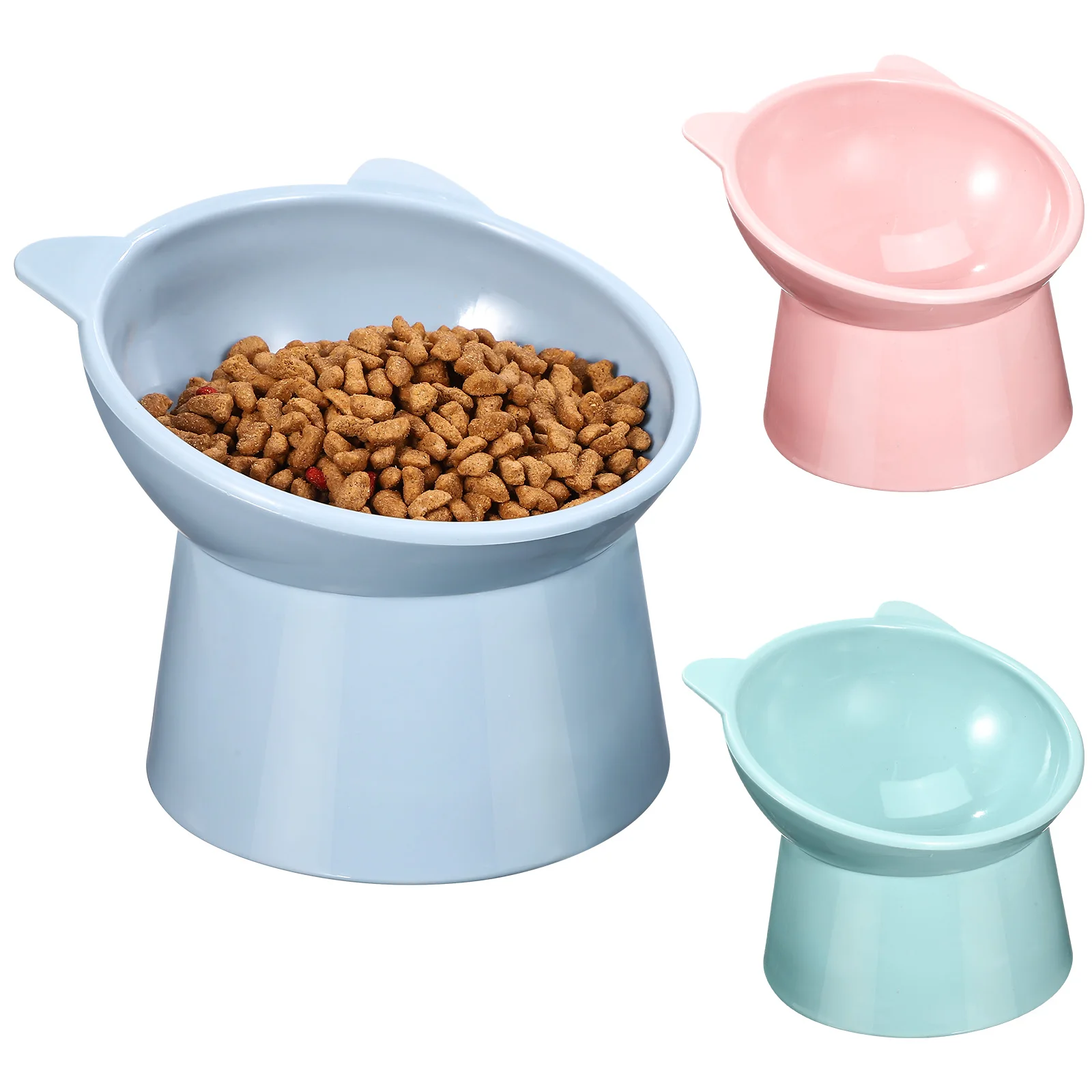 

3pcs Cat Bowl Set Plastic Bowls Raised Kitten Food Elevated Tilted Accessories Slanted Feeding Ergonomic 45 Degree Protects