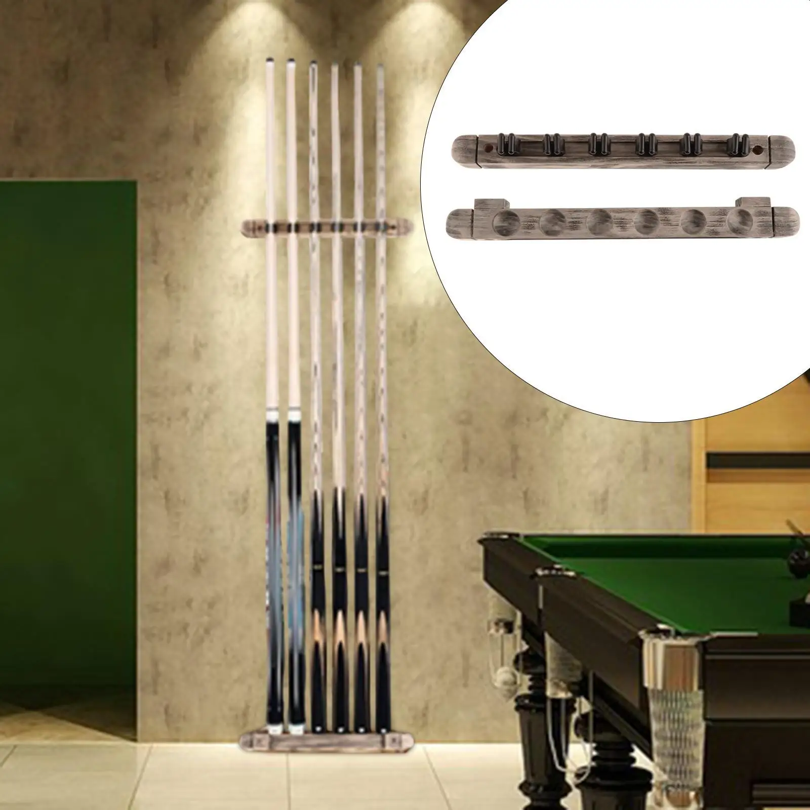 

Настенная деревянная стойка для 6 бильярдных киев, элегантный держатель для киев для игровой комнаты, общественного центра, спортивного зала