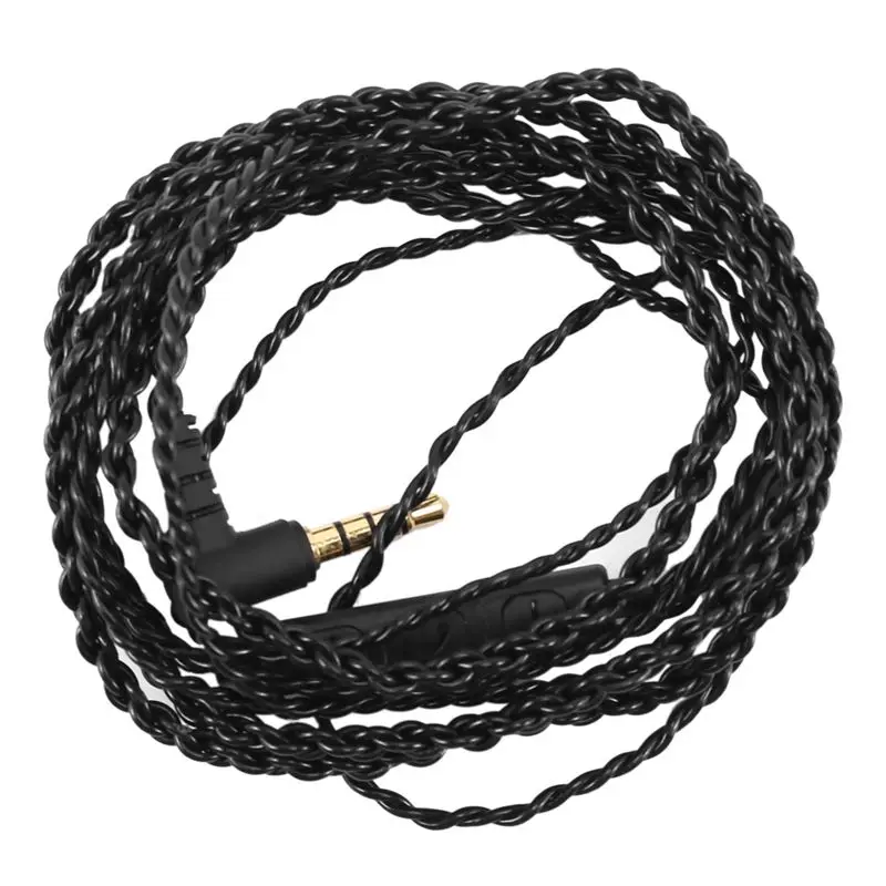 (Flash Sale) 2X Earphone Audio Cable Repair 3.5Mm TRS Jack DIY Elbow Headphone 4 Copper Core Wire With Mic Volume Control(Black)